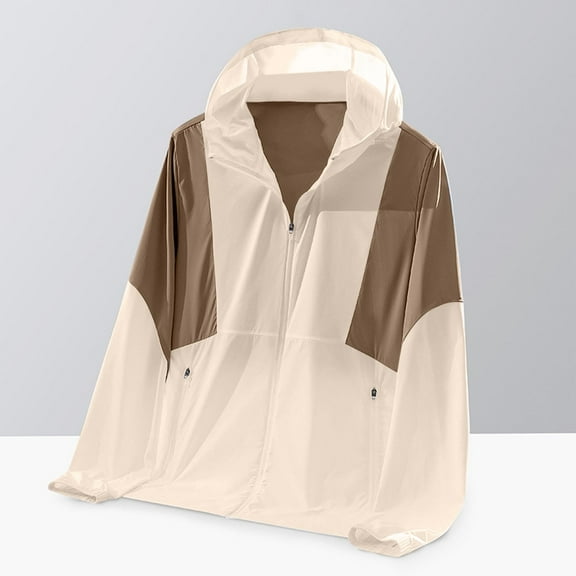Mens Sun Protection Jackets with Hoodies and Pockets S-5X Plus Size Lightweight Long Sleeve Zip Up Quick-Drying Slim-Fit Hiking Fishing Sun Shirts