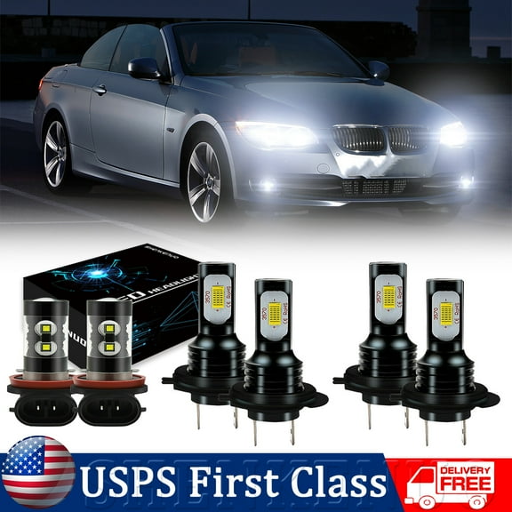 For 2007-2016 BMW 328i LED Headlight High Low Beam Fog Lamp 6pcs Bulbs White