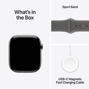 Apple Watch Series 11 [GPS + Cellular 46mm] Smartwatch with Natural Titanium Case with Stone Gray Sport Band - S/M