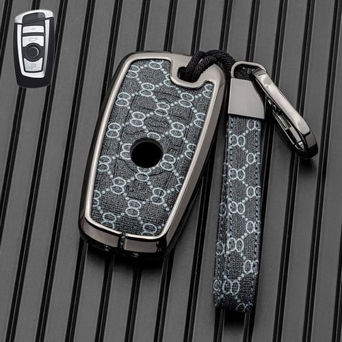 Car Key Fob Cover Case Protector Zinc Alloy Leather Car Smart Remote Key Fob Case Cover For BMW 1 3 4 5 7 Series