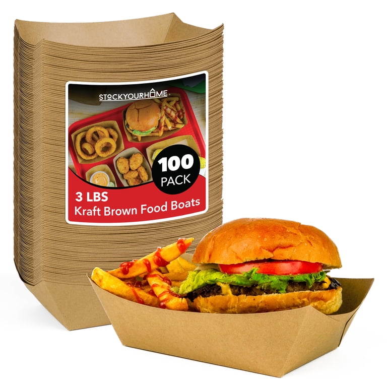Stock Your Home Brown Paper Food Boats, 3-Lb, 100 Pack photo 1