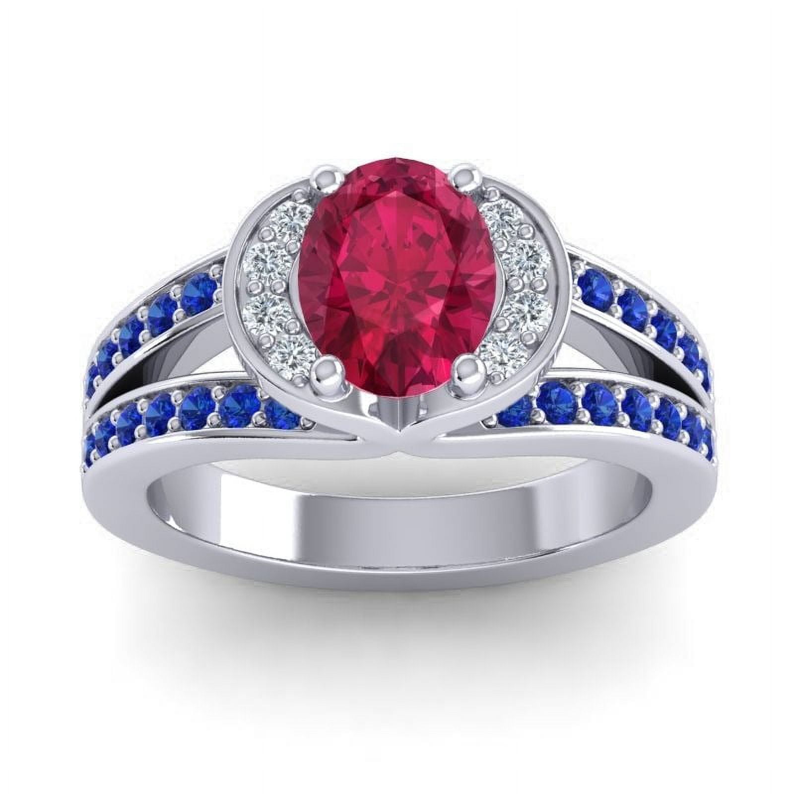 Bague de Mariage Unique en Pierre Précieuse Rubis Rouge et Saphir