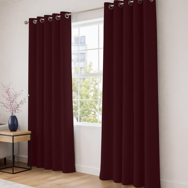 Cortinas Blackout 275cm Ancho X 215cm De Largo En 2 Paneles, 100% Microfibra Poliéster VINO