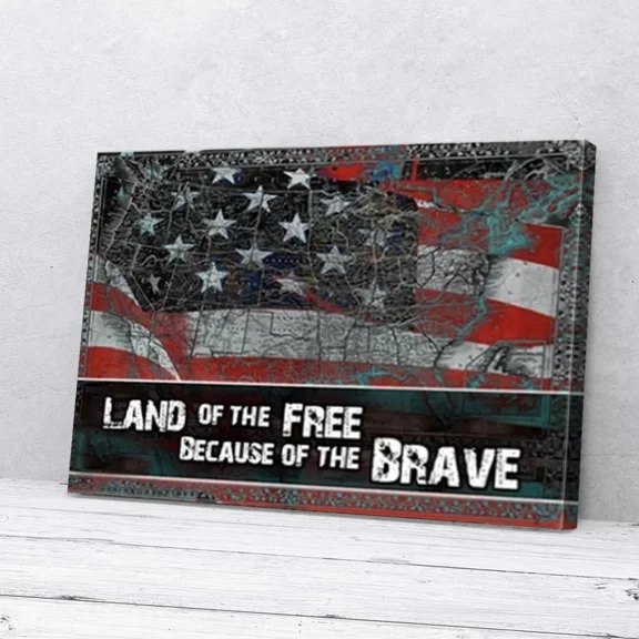 Poster Land Of The Free Because Of The Brave- UNFRAMED Poster Prints, Wall Art For Home Decor Or Office - Great Gift Idea For Friends & Family, UNFRAMED-24x36