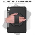 thumbnail image 3 of ELEHOLD for iPad 10th Gen 10.9" 2022 Rugged Case Three-Layer Protection with 360° Rotating Kickstand Adjustable Handstrap Pencil Holder Shockproof Case For iPad 10.9" 2022,Black, 3 of 8