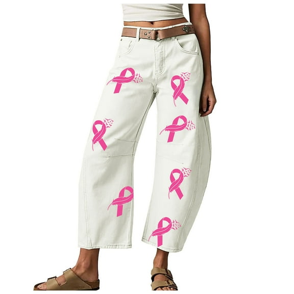 vigerkar Womens Cargo Pants Women Baggy Wide Leg High Waist Casual Pants Jean Stretch Pants 2025 Hot Pink, XL
