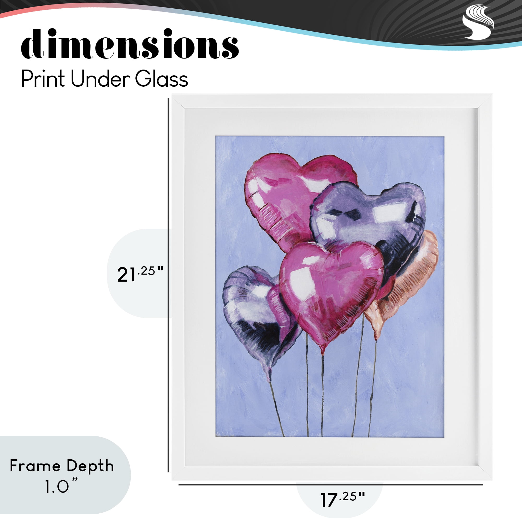 Stupell Industries Heart Balloons Celebration White Framed Print Under Glass, design by Michael Willett