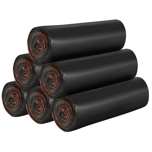 6 rollos con pequeñas bolsas de basura, 4 galones grueso con pequeñas bolsas de basura, adecuadas para diferentes contenedores de basura, 120 (Negro)