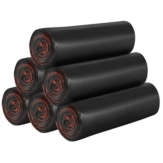 6 rollos con pequeñas bolsas de basura, 4 galones grueso con pequeñas bolsas de basura, adecuadas para diferentes contenedores de basura, 120 (Negro)