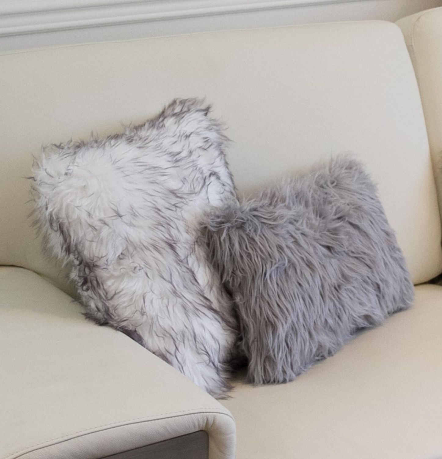 BELTON FAUX FUR PILLOW 18"X18" 2-PACK