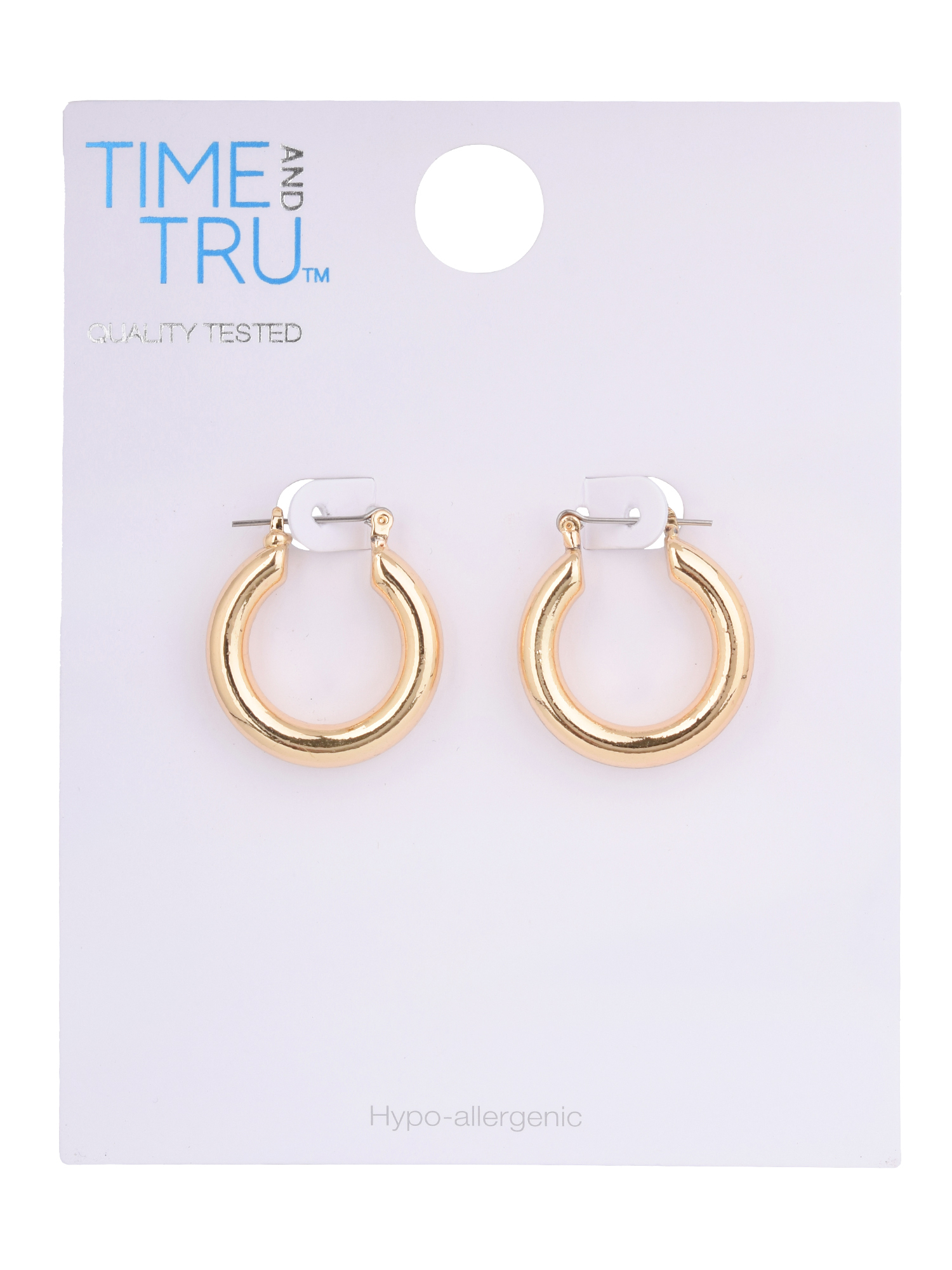 Time and Tru Women's Gold Medium Thick Hoop Earring - image 5 of 5