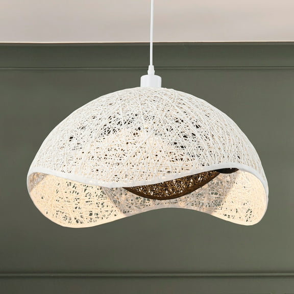 C Cattleya 1-Light Black and White Paper Rope Pendant Light