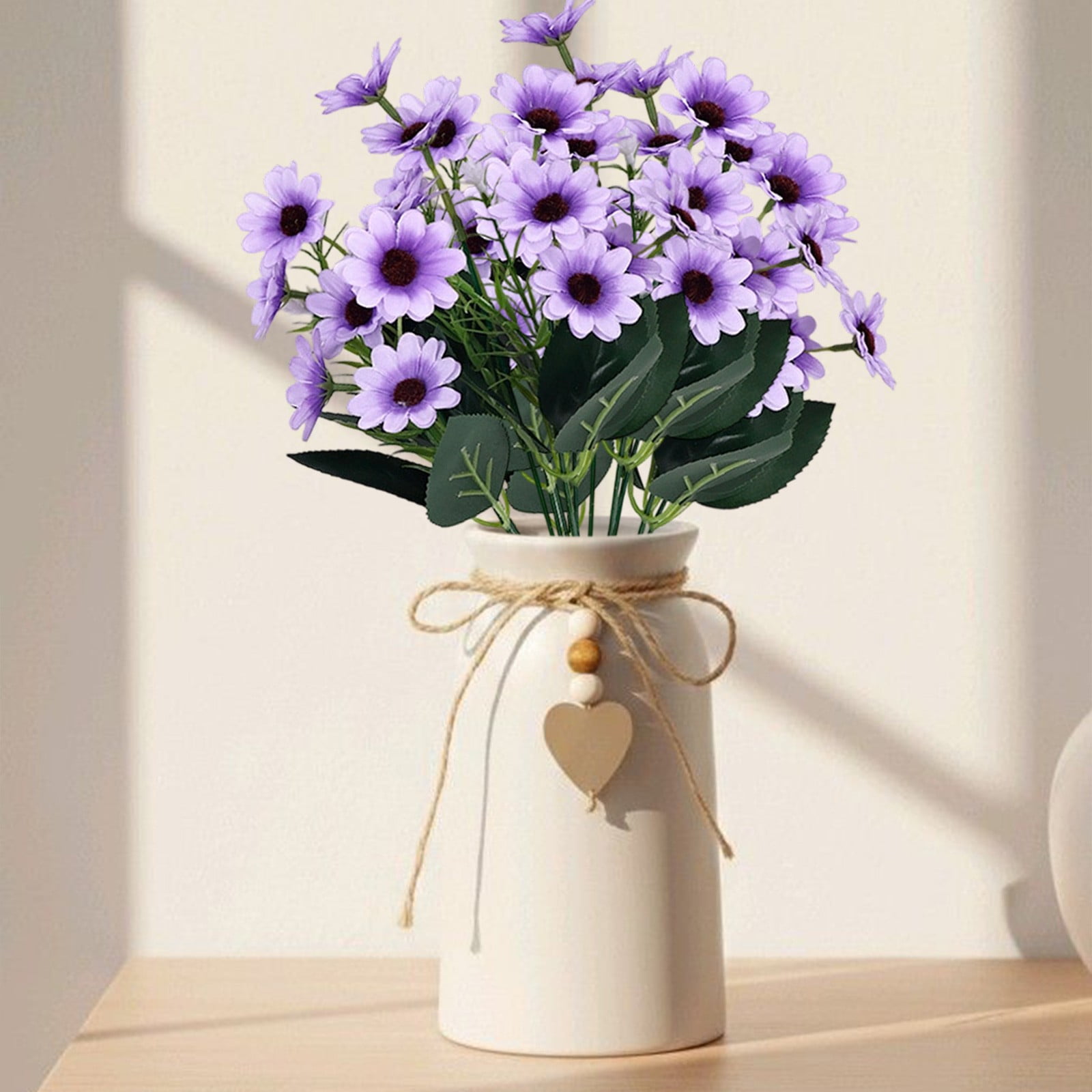 Artificial Daisies Flowers Vase Filler Realistic Fake Silk Daisy Stems for Home Office Table Centerpieces Wedding Party Decor Lifelong No-Water Floral Arrangement