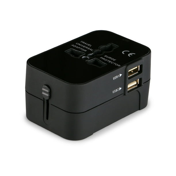 Adaptador Enchufe De Viaje Universal Enchufe Adaptador Internacional Con Dos Puertos USB Para Japón China Canadá USA EU UK AU Acerca De 150 Países Para Navidad (Negro) XianweiShao 9024715999788