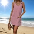 thumbnail image 2 of DHFJKG Womens Casual Sleeveless Dress Striped Mini Sundress Scoop Neck Adjustable Straps Summer Dresses For Women With Side Pockets Comfortable Dresses, 2 of 4