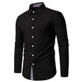 thumbnail image 2 of Aimik Hanes Mens Business Shirts Long Sleeve Button Down formal Shirt Collar Cuff Contrast Casual Dress Shirt Party Disco-Black M, 2 of 6