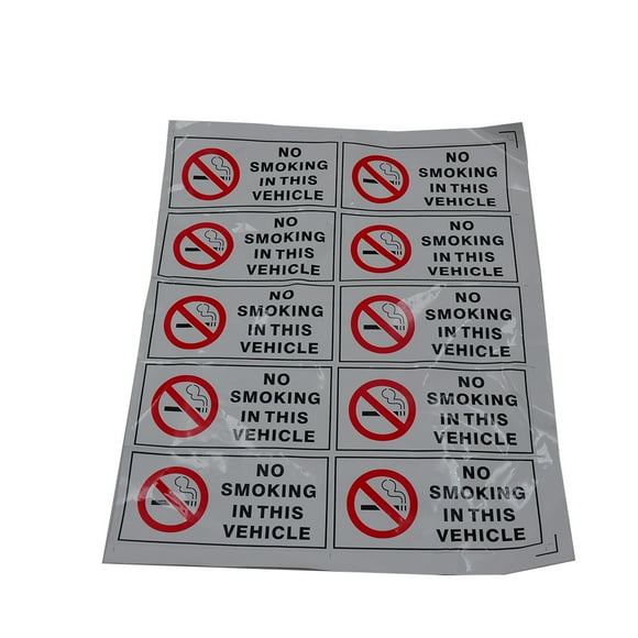 10PCS/Set No Smoking In This Vehicle Stickers Signs Vinyl Waring Mark Safety Decal Cars Taxi Auto Styling