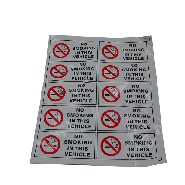 10PCS/Set Ne Pas Fumer dans Ce Véhicule Autocollants Signes Autocollant de Sécurité Autocollant Voitures Taxi Style Automatique