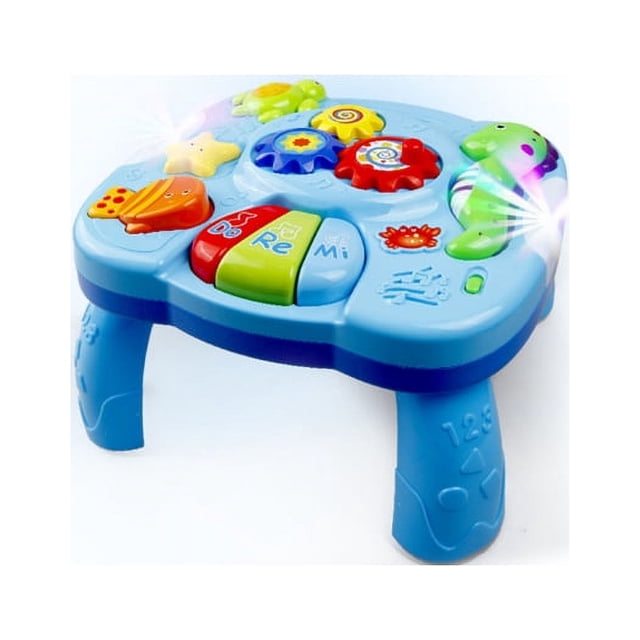 Mesa de aprendizaje musical Juguetes para bebés 2 en 1 juguetes de educación temprana Mesa de centro de actividades musicales para niños pequeños, niños pequeños, niños, niñas a partir de 18 meses Adepaton LL-0032
