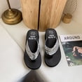 thumbnail image 6 of pwidon Women's Wedge Platform Thong Flip Flops Sequin Sparkly Bling Open Toe Slip On Summer Beach Casual Walking Sandals Silver 7.5, 6 of 7