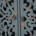 thumbnail image 6 of ZMSHOP Blue Accent Cabinet, 31.5" Tall Side End Table, Distressed Nightstand w/Hollow Carved Door, 1-Door Storage, 6 of 10