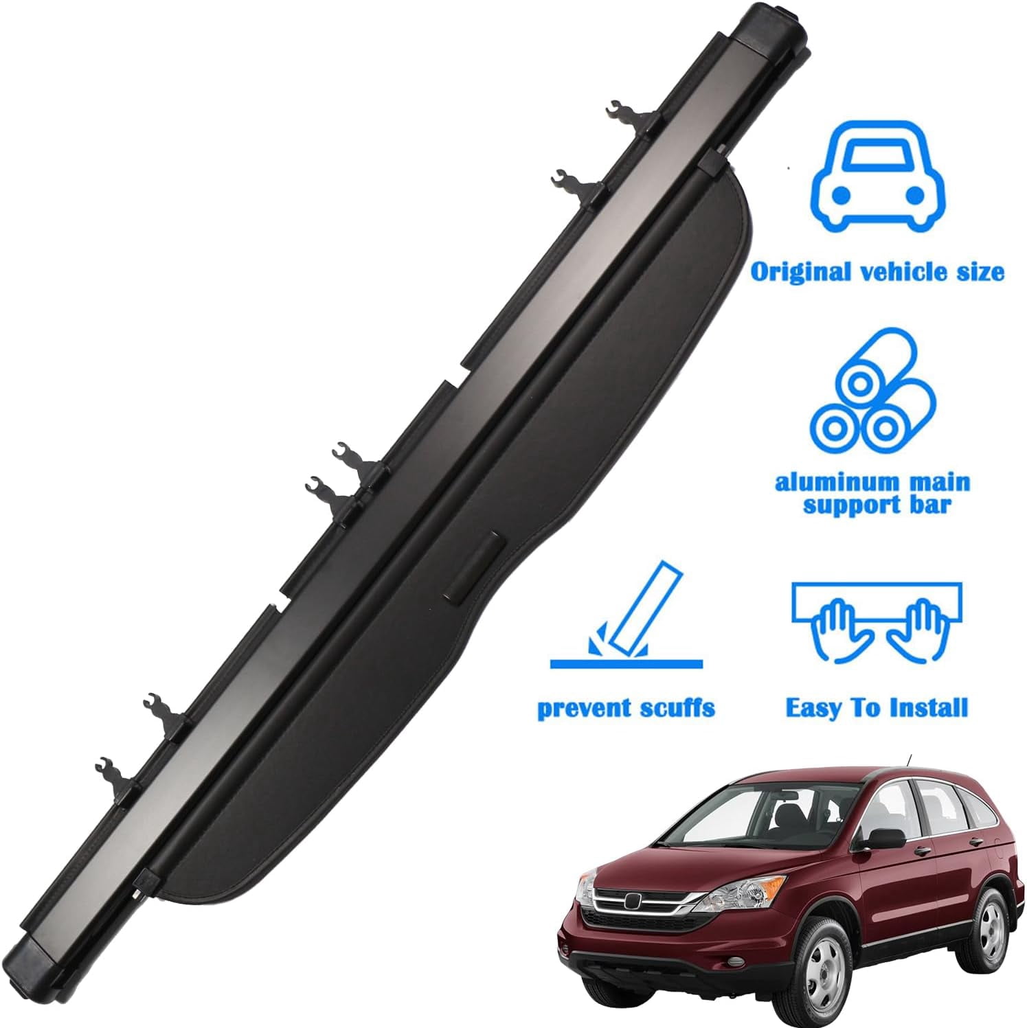 Fit Honda CR-V 2007-2011 Retractable Cargo Cover for 2007 2008 2009 2010 2011 Honda CRV SUV Rear Trunk Privacy Shade Accessory Black