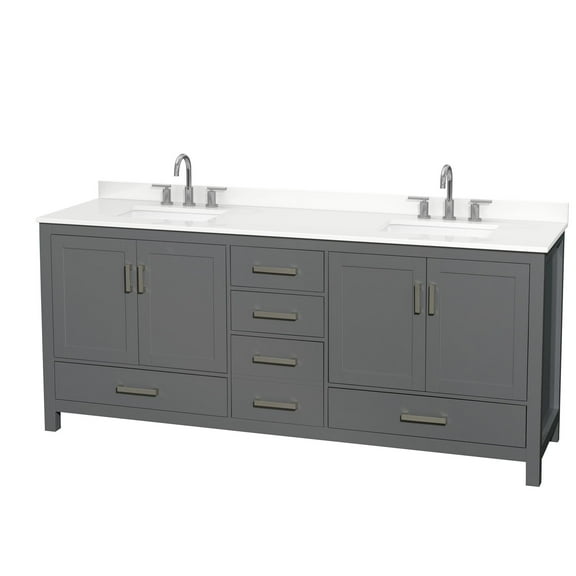 Wyndham Collection Wcs141480d-Qtz-Us3mxx Sheffield 80" Free Standing Double Basin Vanity