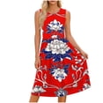thumbnail image 2 of Gamivast Party Dresses for Women Elegant Classy Sleeveless Round Neck Damask Print Swing Dress High Waist Pleated Cocktail Dress Wedding Guest Date Night, 2 of 7