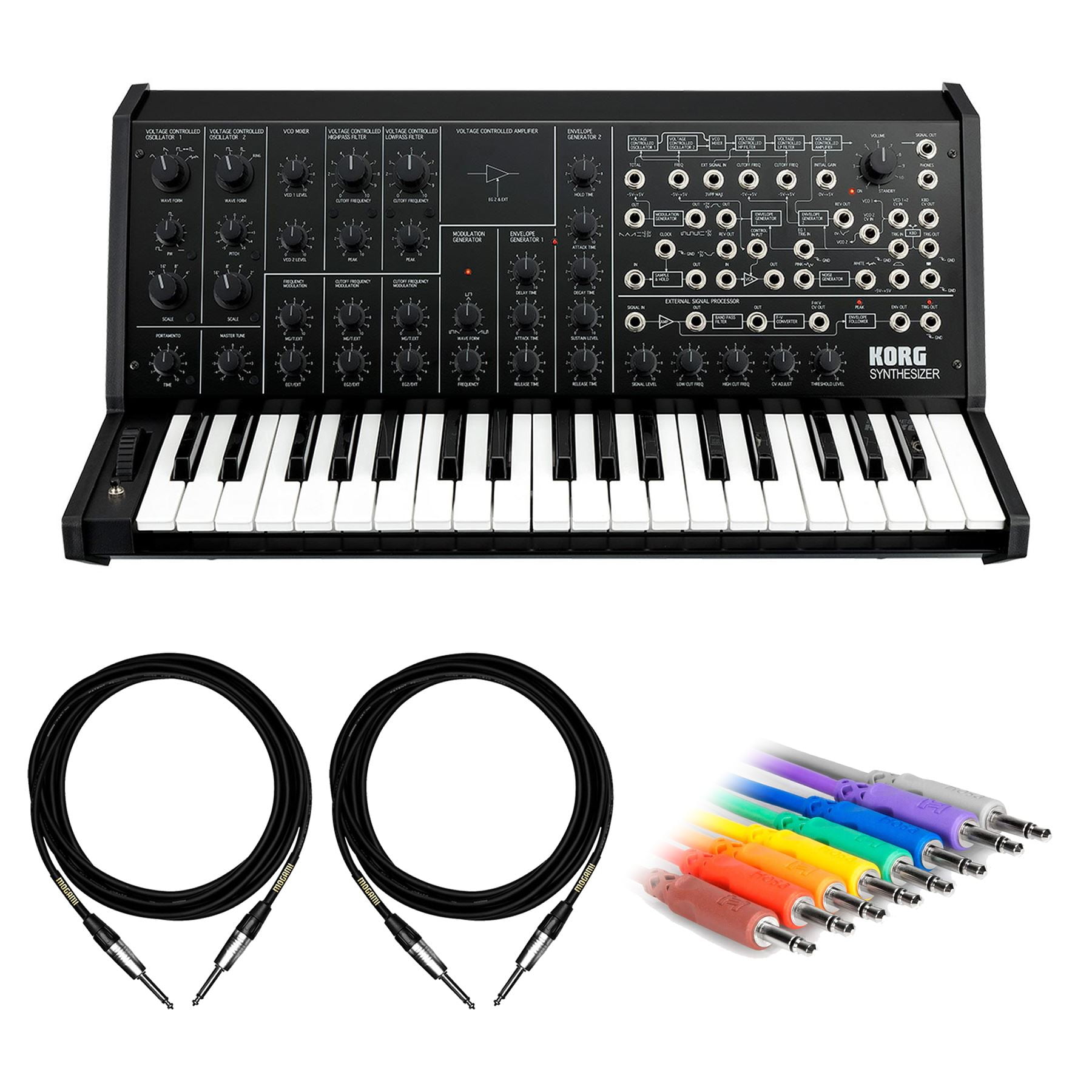 Korg Black Ms Fs Synthesizer W Mogami Ts 1 8 Ts Patch Cables Bundle Walmart Com