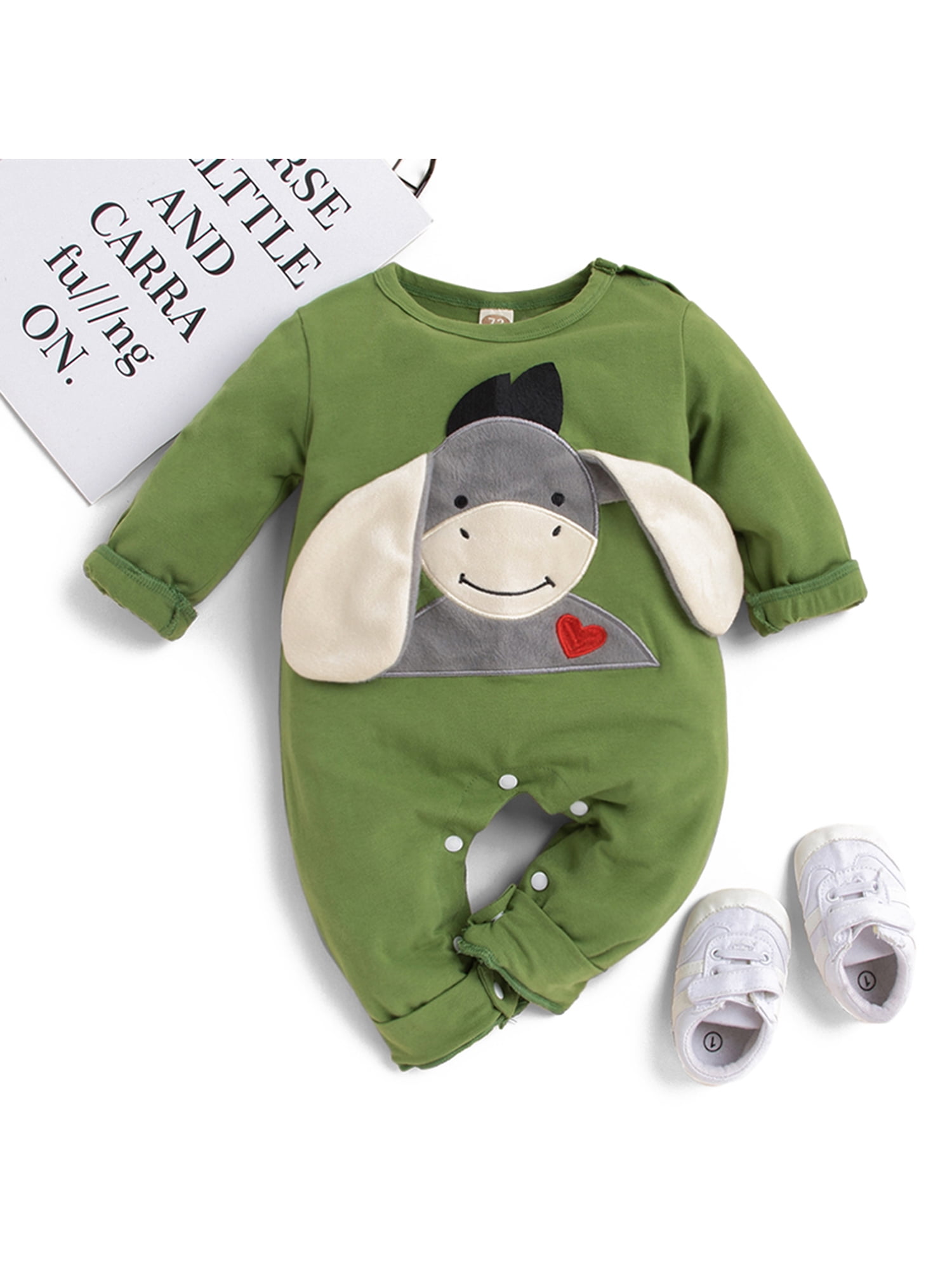 Donkey Baby Girl Long Sleeve Romper Jumpsuit Toddler Jumpsuit Farm Animals