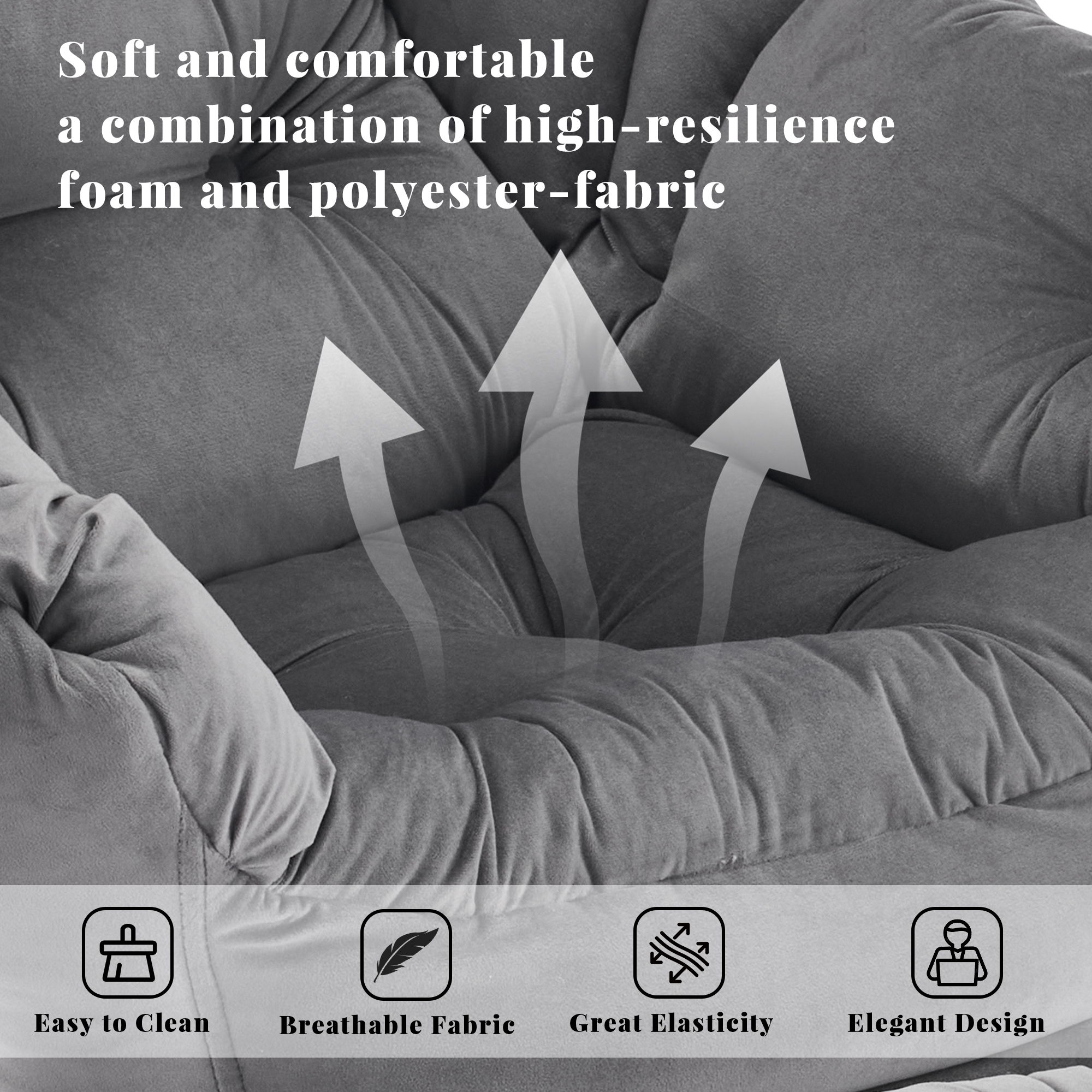 SAETSFEG Lazy Chair with Ottoman, Dark Gray photo 7