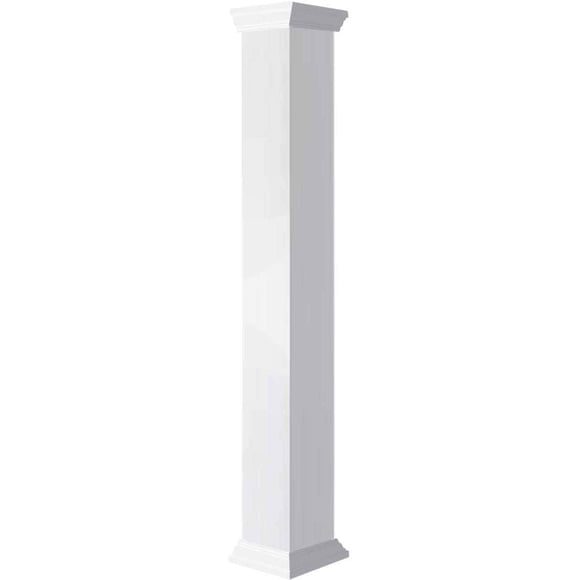 Ekena Millwork 12"W x 4'H Premium Square Non-Tapered Smooth PVC Endura-Craft Column Wrap Kit, Crown Capital & Base