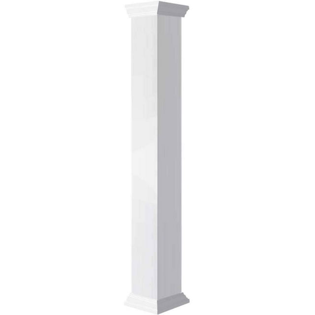 Ekena Millwork 12"W x 4'H Premium Square Non-Tapered Smooth PVC Endura-Craft Column Wrap Kit, Crown Capital & Base