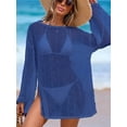 thumbnail image 3 of jinghuiyue Womens Summer Crochet Swimsuit Coverup Boat Neck Hollow Out Knit Sweater Tops Beach Vacation Clothes XXL, 3 of 7
