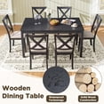 thumbnail image 4 of Merluxy 7-Piece Solid Wood Dining Table Set, 60" Farmhouse Dining Table with 6 Chairs, Dining Table Set for 6, Kitchen & Dining Room, Dark Grey, 4 of 10