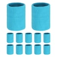 thumbnail image 1 of Uxcell 12PCS Bandas de sudor deportivas, muñequeras de algodón absorbentes para entrenamiento/baloncesto/correr [Azul cielo, 10cm de ancho], 1 of 7