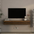 thumbnail image 5 of Aukfa Floating TV Stand for TVs up to 75",Wall Mounted TV Shelf High Gloss TV Cabinet with Led Lights & Power Outlet,Walnut, 5 of 8