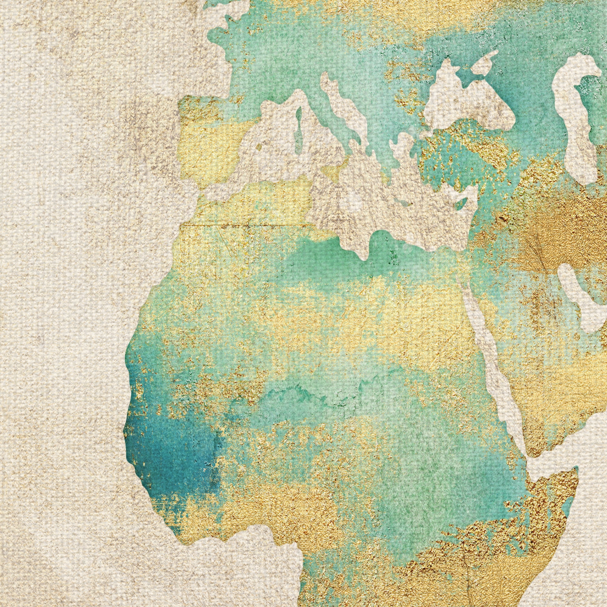 Masterpiece Art Gallery Golden World Map By Willowbrook Fine Art Canvas Art Print 30" x 40"