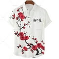 thumbnail image 2 of Hawaiian Men's Shirt Sakura Plum Blossom Summer Floral Casual 3D Printed Harajuku Short Sleeve Streetwear Beach Plus Size Sexy, 2 of 6