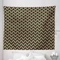 thumbnail image 1 of Vintage Orange Tapestry, Colorful Stripes Cage Grid Look Vintage Continuous Pattern, Fabric Wall Hanging Decor for Bedroom Living Room Dorm, 5 Sizes, Hunter Green Cream and Amber, by Ambesonne, 1 of 1