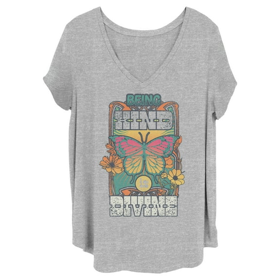 Junior's Lost Gods Being Kind Is Divine Graphic Tee Heather Gray 4X