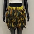 thumbnail image 2 of LWavelet Women Feather Decor Mini Skirt High Waist Fuzzy Texture Cute Party Skirt Yellow 3XL, 2 of 3