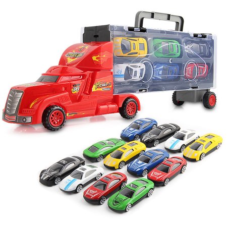 Outgeek 13Pcs Car Toy Includes 1 Truck and 12 Alloy Cars Truck Carrier Transport Car Toys Birthday Christmas Gift for Toddler Child Kids Boys (Best Christmas Toys For Boys)