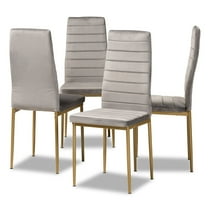 Baxton Studio Armand Modern Glam and Luxe Grey Velvet Fabric Upholstered and Gold Finished Metal 4-Piece Dining Chair