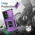 thumbnail image 2 of Phone Case for Samsung Galaxy S23 Ultra Case with Sliding Camera Cover, with 360° + 100° Free Rotation Metal Finger Ring Bracket, Fit Magnet Car Mount, 2 In 1 Case Cover for Galaxy S23 Ultra, Purple, 2 of 8