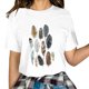 thumbnail image 1 of Blusas de Primavera para las Mujeres Crewneck Pluma Impresión Camiseta 95% Poliéster 5% Spandex, Moda Cómodo Top para las Mujeres de Uso Diario Y de Fiesta, 1 of 9