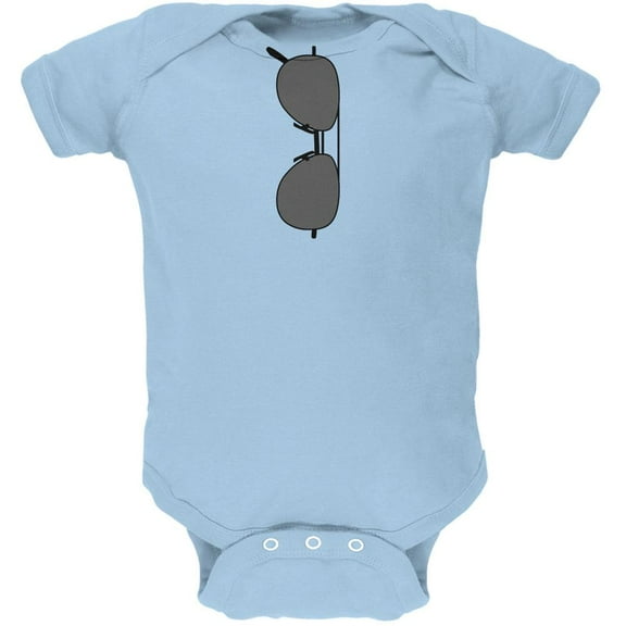 Halloween Aviator Sunglasses Cool Kid Costume Light Blue Soft Baby One Piece - 9-12 months