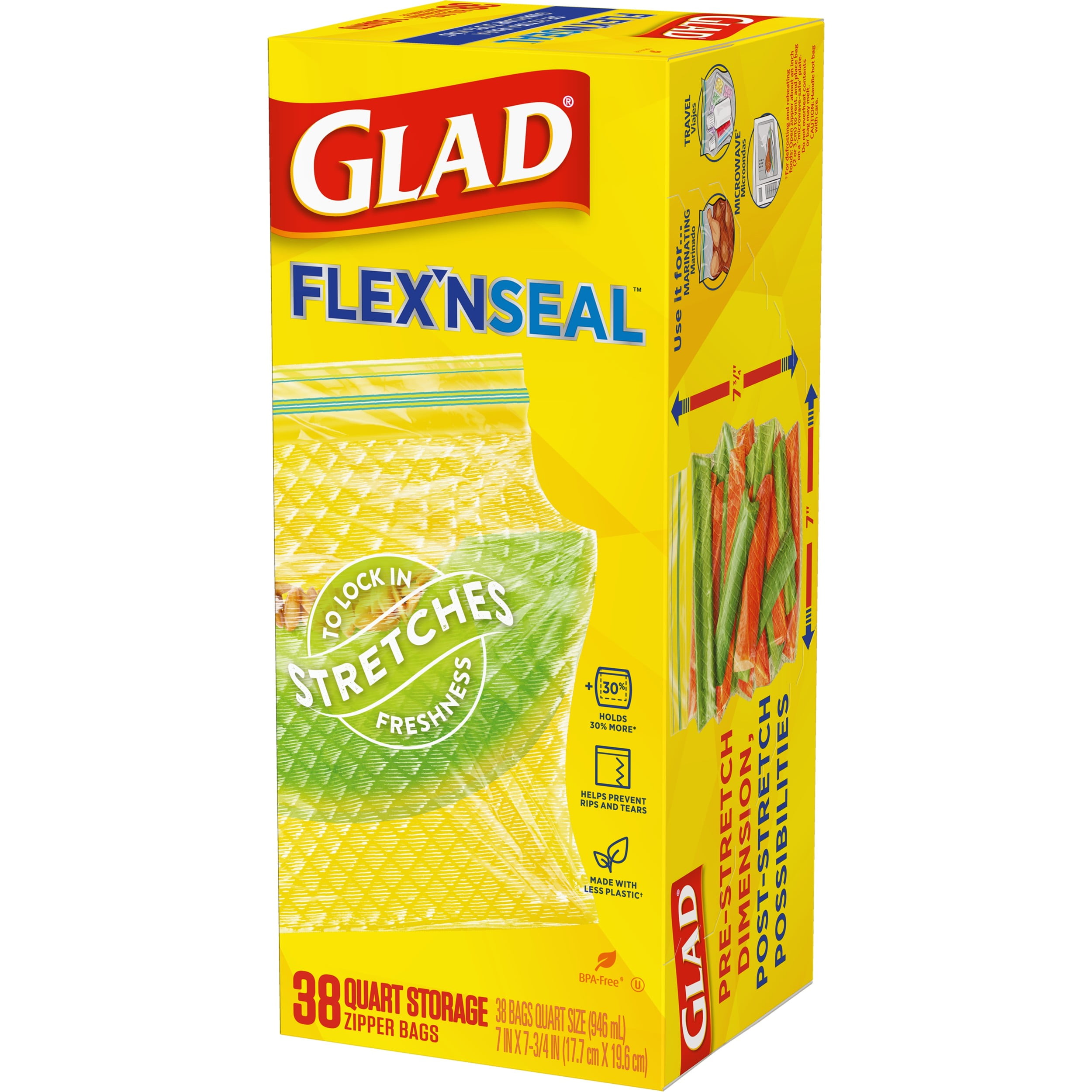 Glad Quart Zipper Bag Extra Wide Seal Freezer - 20 CT Glad