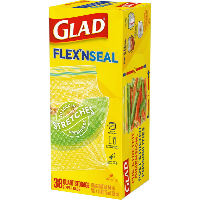 Glad FLEX'NSEAL Zipper Freezer Storage Gallon Bags (Pack of 4), 4