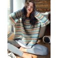 thumbnail image 2 of Suéteres de punto de invierno para mujer, suéteres azules vintage largos y holgados, sudaderas cálidas de moda coreana, jersey kawaii, 2 of 5